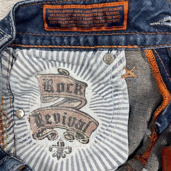 Rock Revival Celine Boot Cut Jeans Womens Size 26 Dark Wash Denim Flap Pocket - Picture 11 of 13